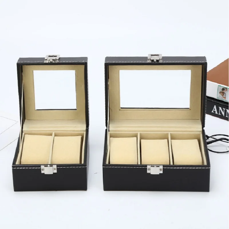 Watch Storage Box Watch Storage Bag Watch Storage Pouch Leather Storage Box 2/3/4/5/6/10/12 Slots Beige PU Leather
