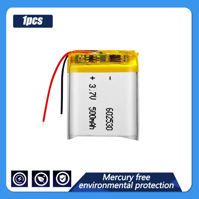 Batterie 602530 LiPo 3.7V 450mAh 1.665Wh Rechargeable Avec Connecteur
