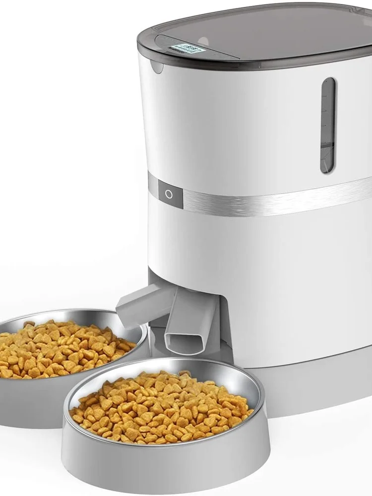 

Alimentador automático para gatos y perros pequeños, dispensador de comida con divisor bidireccional y cuencos dobles,