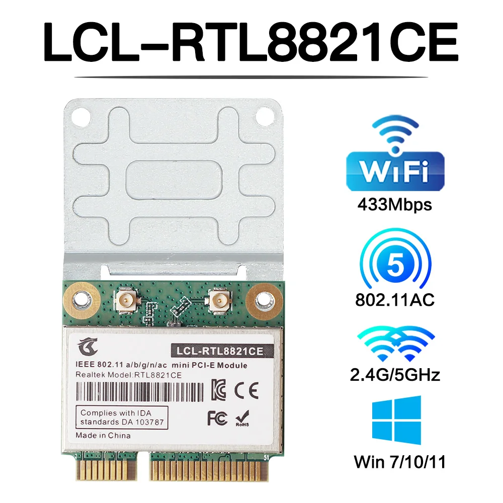 433mbps rtl8821ce wifi network card bt 4 2 mini pcie wifi adapter dual