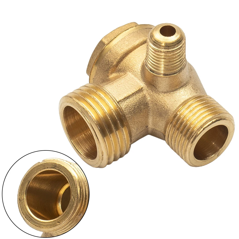 

Replacement Check Valve Air Compressor 3-Port Threaded Connector Tool 10*16*20mm Corrosion Resistance Brass Gold Accessory