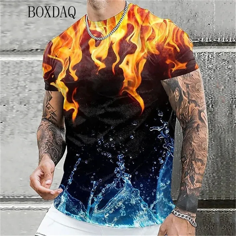 Saeohnssty T-Shirt da Uomo Stampata in 3D Colorata da Caccia al Lupo T-Shirt Estiva A Maniche