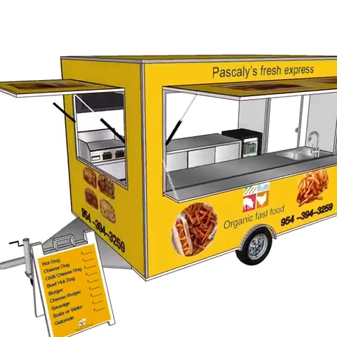 

High Quality Square Food Cart Street Food Van For Sale American With Ce And Coc