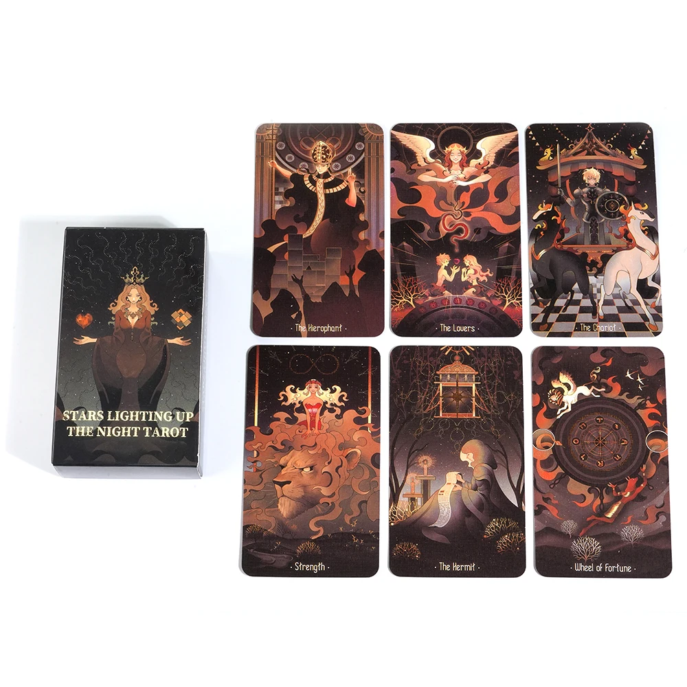 Stars Lighting Up the Night Tarot REGULAR Vibrant Asian Style Cartoon Deck Delicate Line Art Unique Indie Tarot Deck for Beginne 6