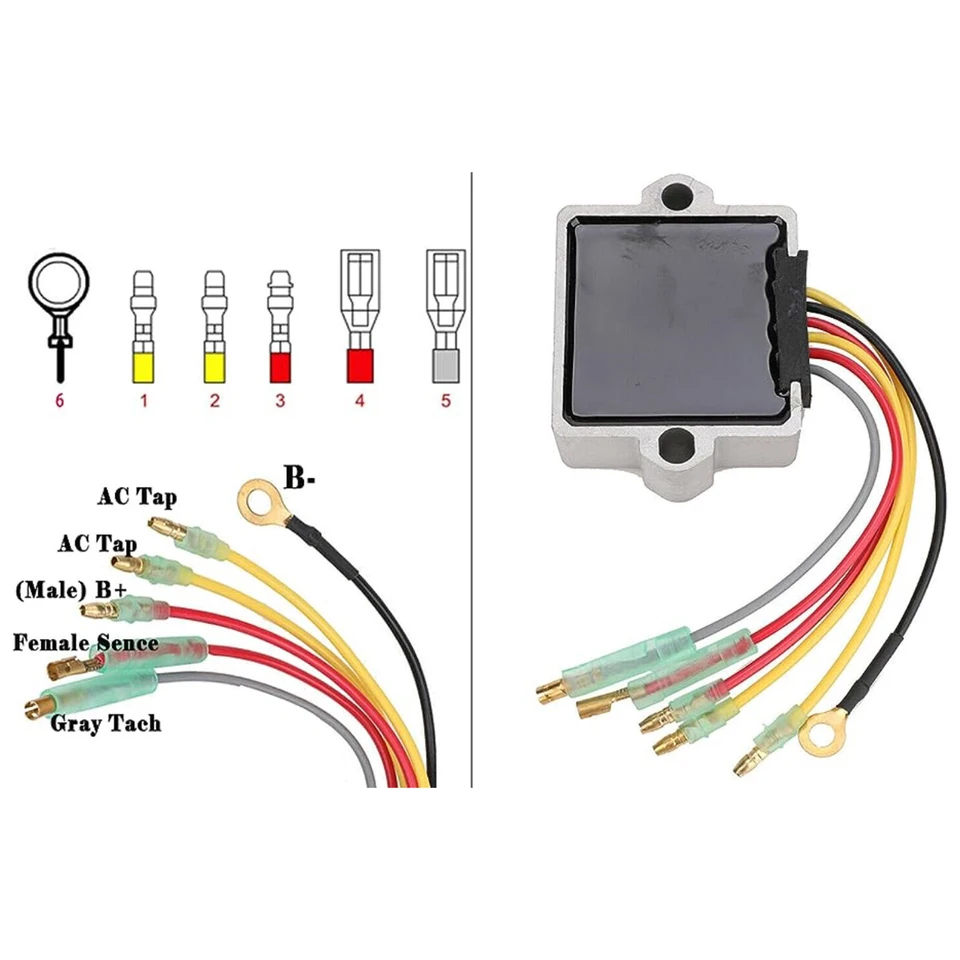 Regulator Rectifier, 12V Voltage Regulator Rectifier 6 Wires, Compatible With Mercury Marine 815279T, 815279-3, 815279-5, 830179T, 830179-2, 854515, 856748, 883072, 883072T