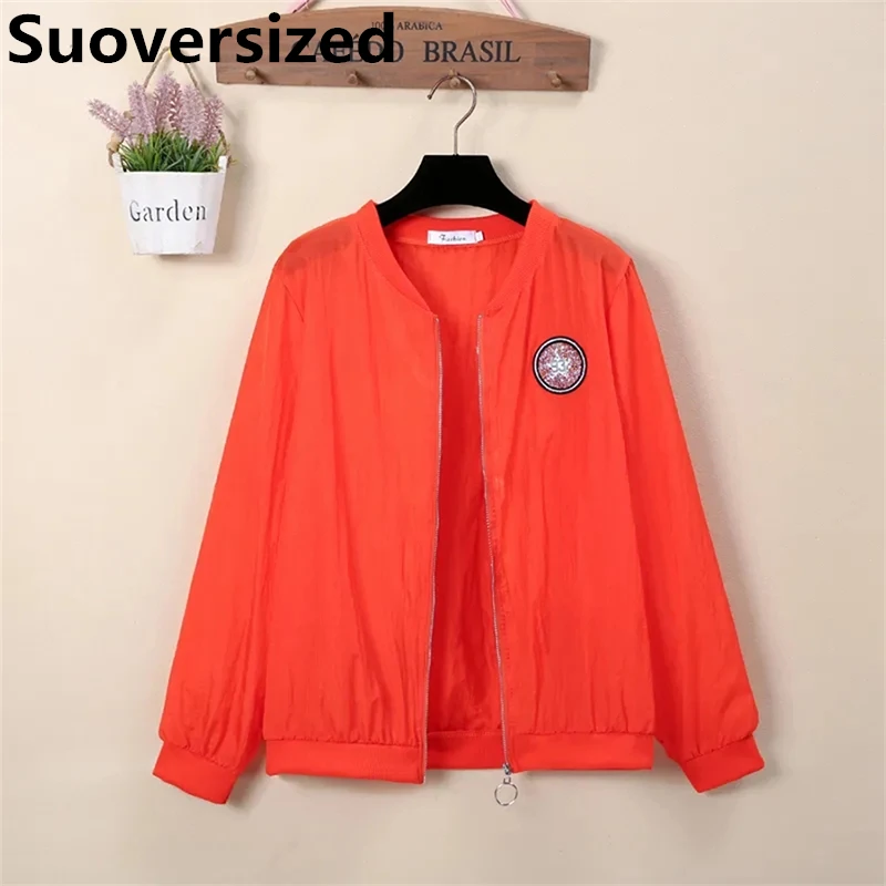 

Куртка женская Солнцезащитная оверсайз, Тонкая Повседневная бейсбольная верхняя одежда с длинным рукавом, в Корейском стиле, ярких цветов, 6xl, на лето