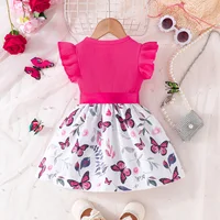 Dress For Kids 6-36 Months Cotton Ruffle Sleeve Cute Butterfly Floral Summer Princess Formal Dresses Ootd For Newborn Baby Girl 2