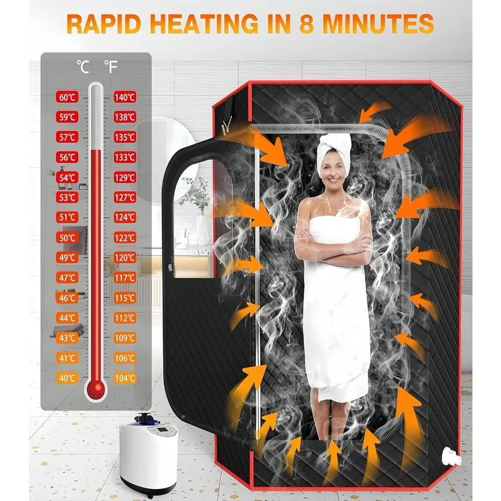 Portable Sauna Box for Home, Steam Sauna Box, 35" x 18" x 25", 71" Full Body Personal Sauna Room with 1200W 3L Steamer, Foldable 2