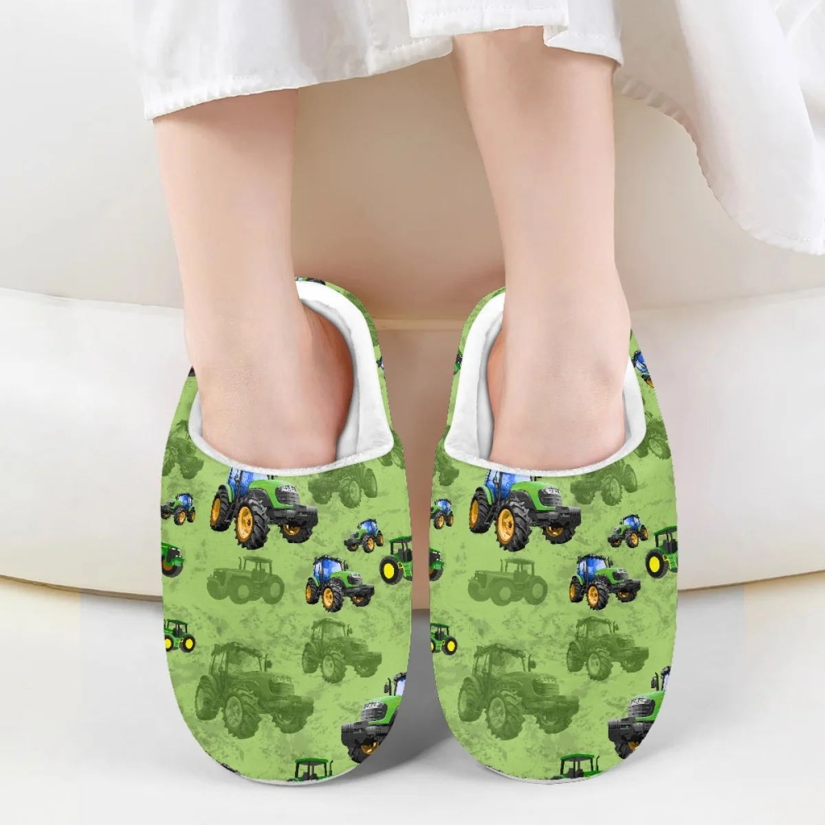 

Cartoon Truck Car Pattern Girls Boys Autumn Winter Home Warm Cotton Slipper Lightweight Art Casual Breathable Kids Plush Shoes
