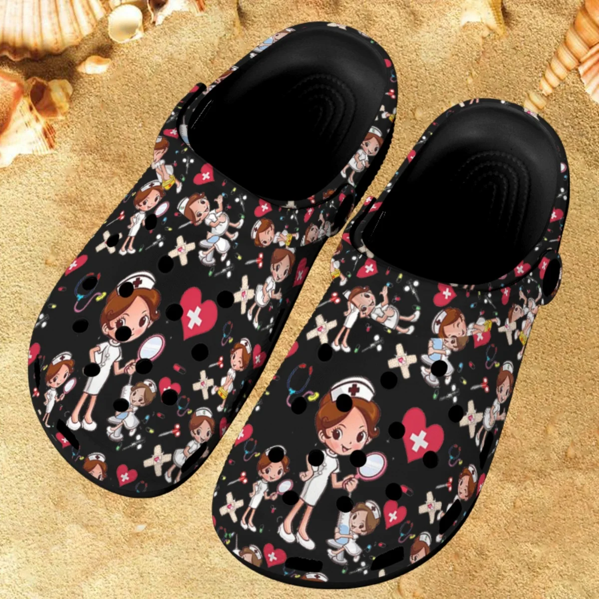 

NURSE Design Summer Beach Sandals Non-slip Breathable Home Bathroom Shower Slippers Nursing Adult Casual Flat Slides Female 2023