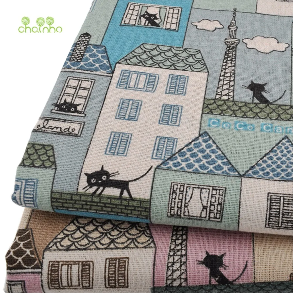 Chainho,Printed Cotton Linen Fabric,DIY Sewing Material,Handmade Patchwork Cloth,Table Cloth,Furniture Cover,Sofa Cushion,CL34