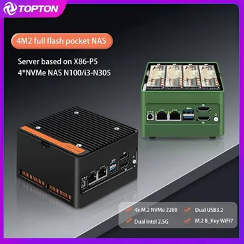 Nuovo computer NAS tascabile Intel 3 N355 N305 N150 N100 Mini PC 4xM.2 NVMe Slot Firewall 2xi226-V 2.5G DDR5 4800 2xUSB3.2 2xHDMI2.0 1