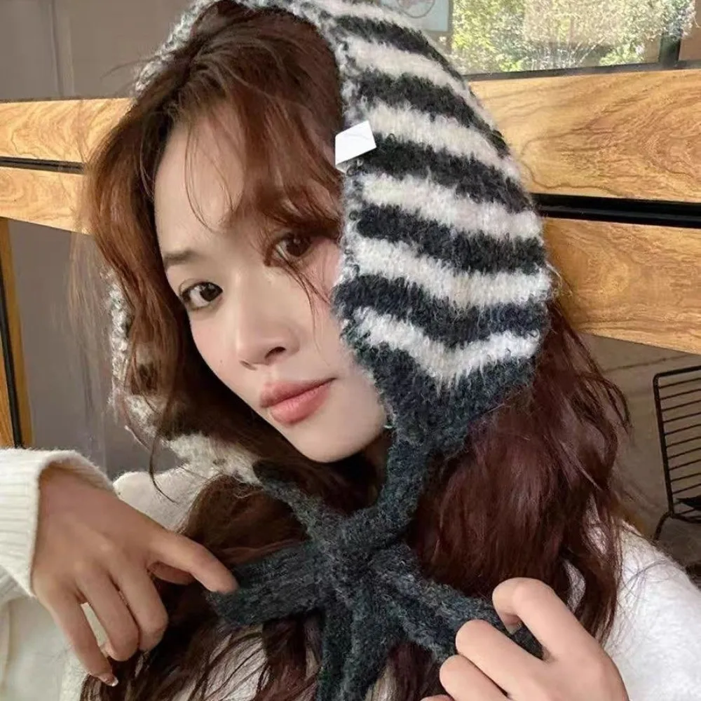 Wool Knitted Stripe Scarf Shawl Winter Wear