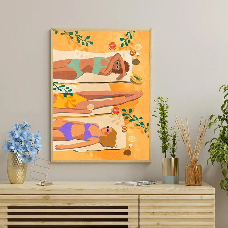 Vibrant Boho Chic Wine and Fruit Abstract Canvas Art