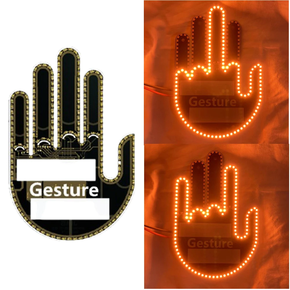 Middle Finger Gesture Light for Car LED Hand Gesture Sign Light