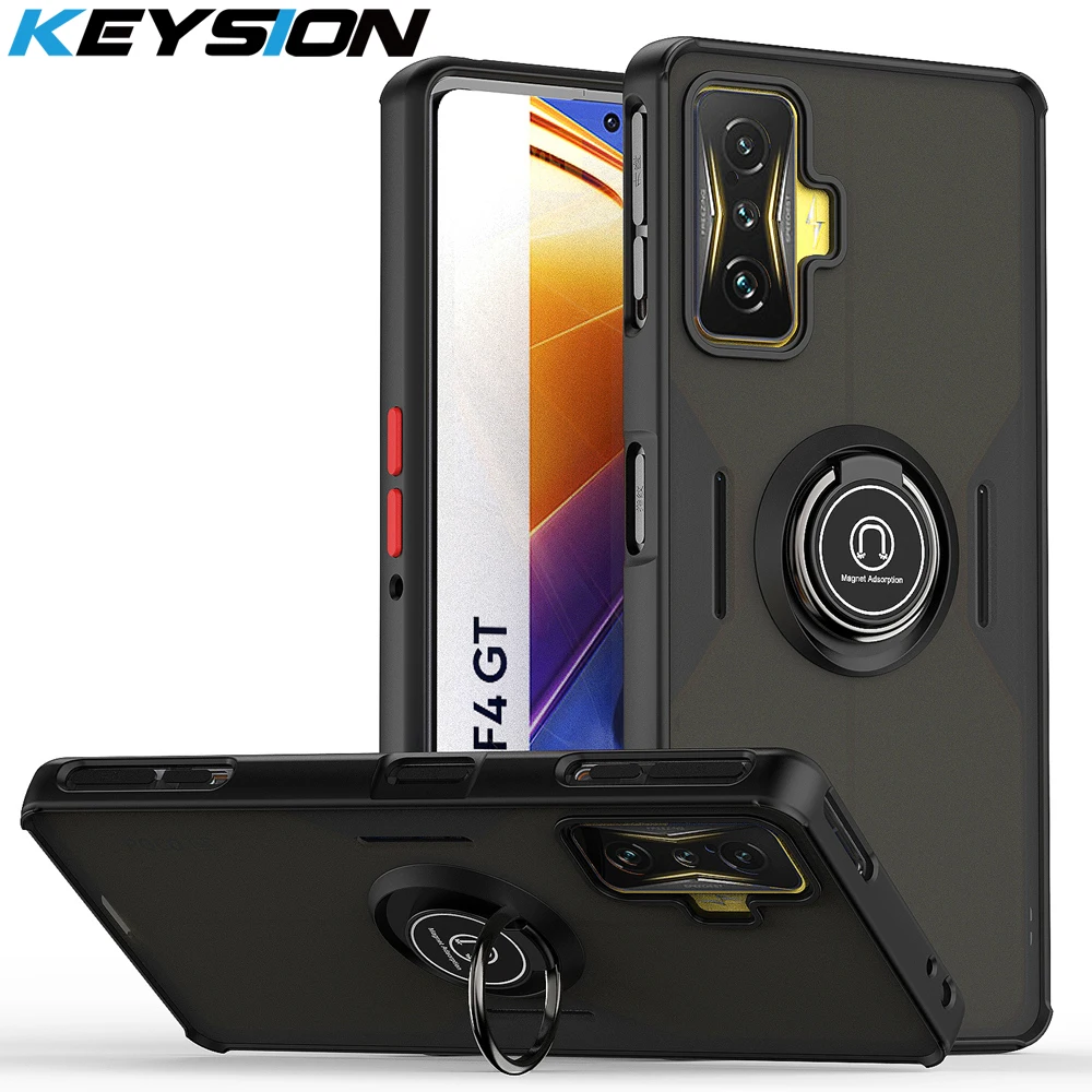 KEYSION Fashion Matte Hülle für POCO F4 GT 5G Transparenter Ringständer Stoßfeste Handyhülle für Xiaomi Redmi K50 Gaming K_voghion.com