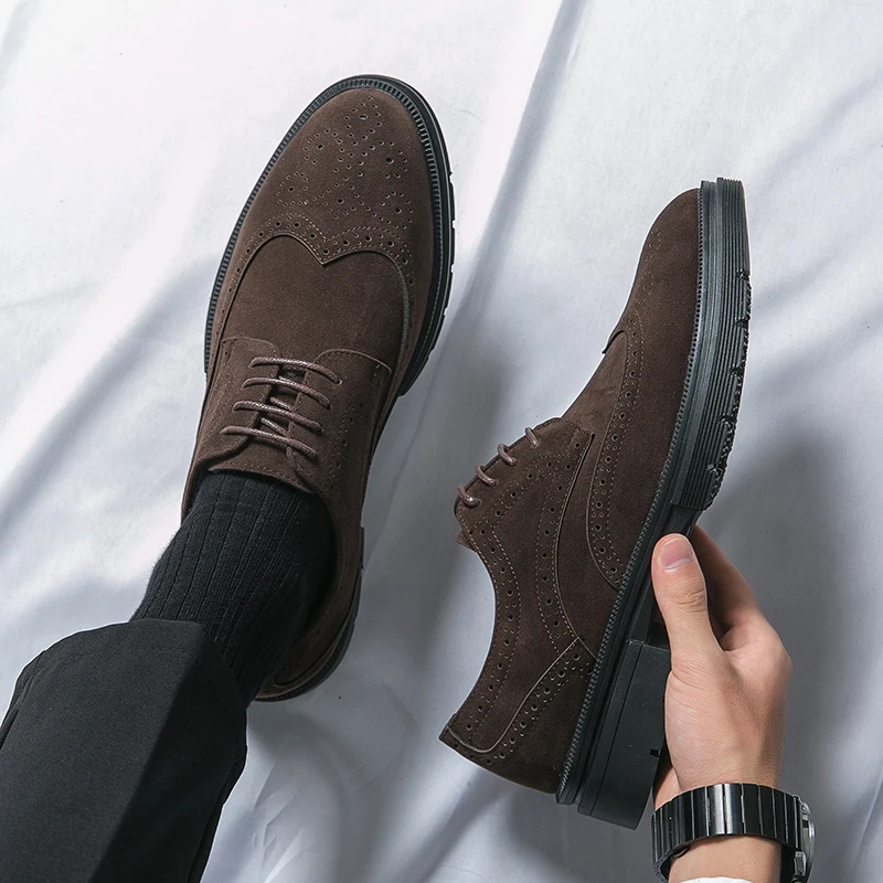 Men Oxford Shoes Comfort Suede Leather Shoes Vintage Slip-on Classic Casual Men Solid Color Wedding Male Lightweight mens shoes