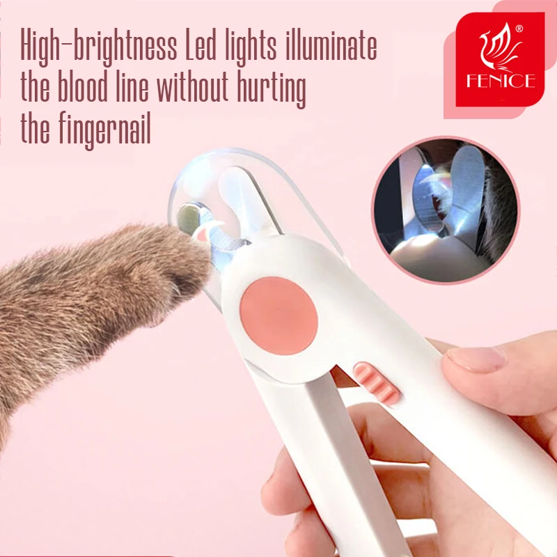 Fenice Professional Pet Nail Clipper Scissors Pet Dog Cat Nail Toe Claw Clippers Scissor LED Light Trimmer for Animals