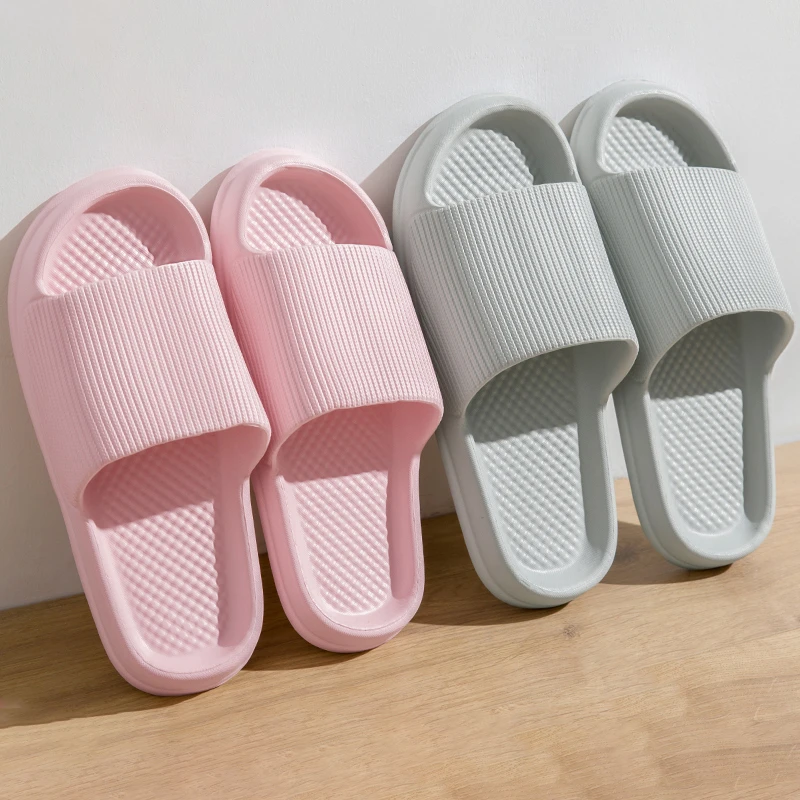 2021 New Slippers Women Summer Simple Solid color Lovers Slide Shoes Thick Non-slip Bathroom Soft Ins Tide To Wear Cool Slippers