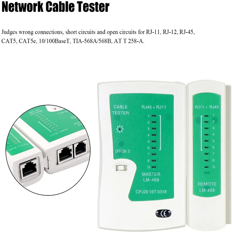 Htoc Rj45 Cabo Crimp Tool Pass Through Kit com Network Lan Cabo Tester Conectores de Passagem Cat6 Mini Botas 50 Pcs - Imagem 4