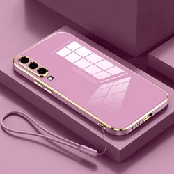 Luxury Plating Lanyard Silicone Case for Samsung Galaxy - Premium Back Cover (ZBSS Cherry Purple)