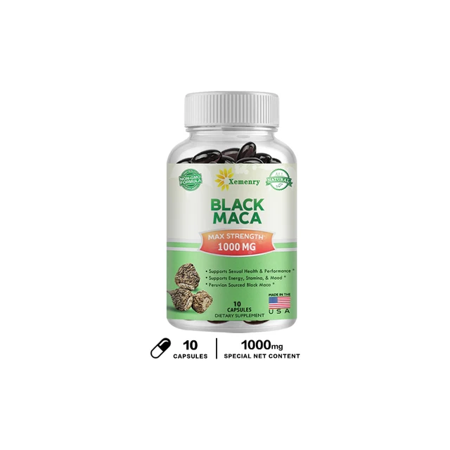 Xemenry Black Maca Root Extract Softgels Strength and Mood Supplement