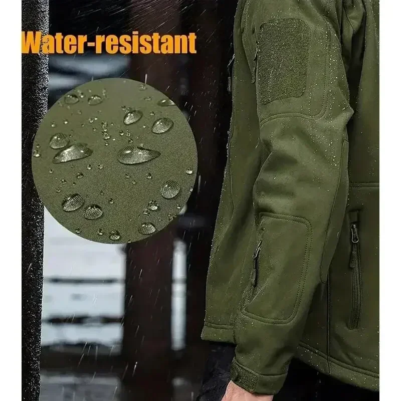 5XL 6XL FG Camo Soft Shell Assault, Suitable for Outdoor Sports Hunting, Waterproof and Windproof Wool and Fleece Jacket