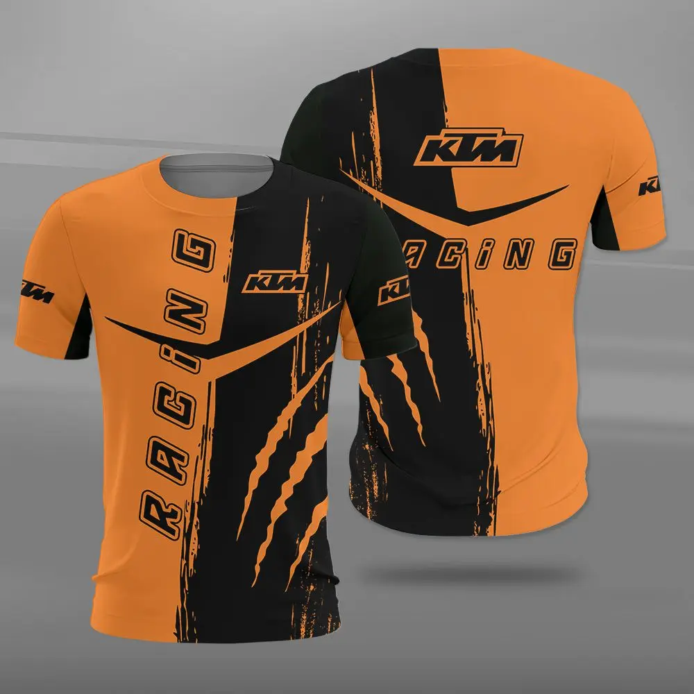 Fashion Comfortable Breathable KTM Outdoor Sport Shirt with 3D Printed Pattern Round Neck Casual Short Sleeves T-shirt