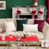 Set of1/2 Striped Velvet Throw Pillow Covers Modern Decorative Couch Soft Cozy Red Throw Pillowcases for Christmas Home Decor 6