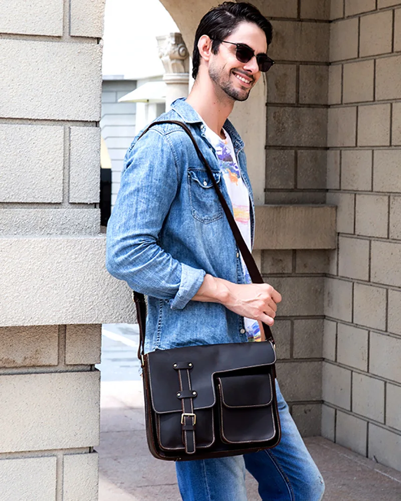 Men's Genuine Leather Shoulder Bag Vintage Messenger Bag For Men 2022 Shoulder Bag Husband Male Crossbody Bags Casual Men Bag
