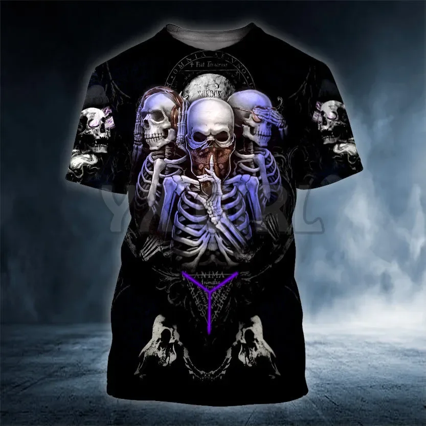 Camiseta con efecto de calavera en 3D, camisas con calavera para hombre, camiseta Cool Reaper Face, camisas Vintage de moda para hombre - México Camiseta con efecto de calavera en 3D, camisas con calavera para hombre, camiseta Cool Reaper Face, camisas Vintage de moda para hombre - México