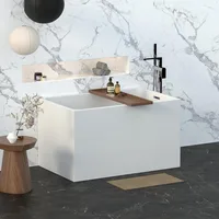 43 "acrylic Independent Bathtub, Japanese Style Soaking Bathtub: Compact and Spacious, Glossy White Finish, Chrome Overflow 1