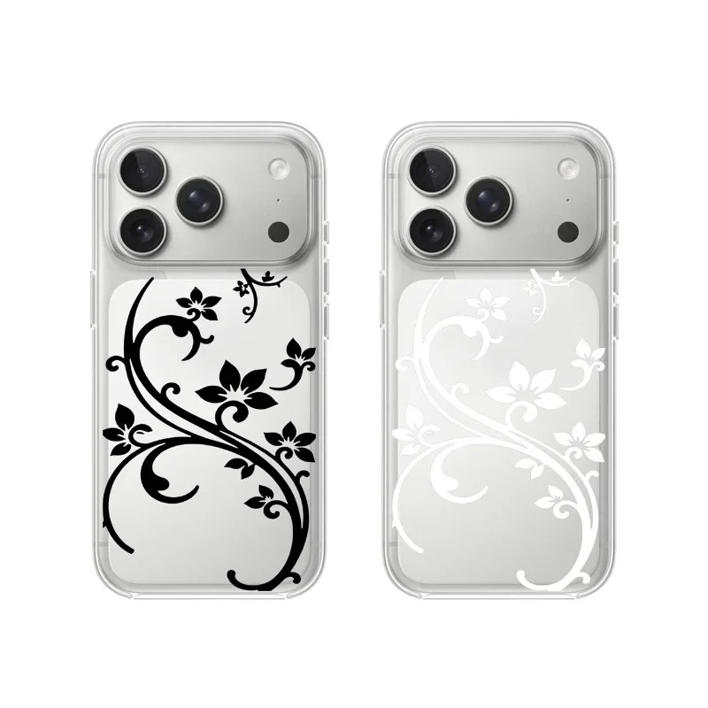 Elegant Art Flower Shockproof Transparent Phone Case Cover