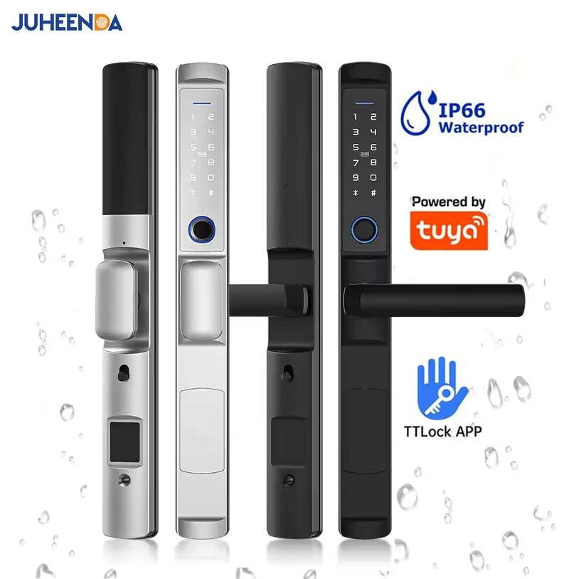 

Waterproof IP66 Outdoor Aluminum Door Lock Tuya Wifi Biometric Fingerprint Digital Code TTLock App Pull Push Sliding Smart Lock