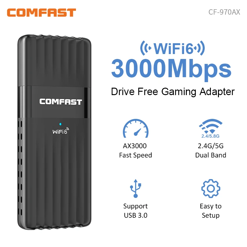 

Адаптер Comfast AX3000 Wi-Fi 6, USB 3,0, беспроводной приемник для ПК, ноутбука, Win10/11