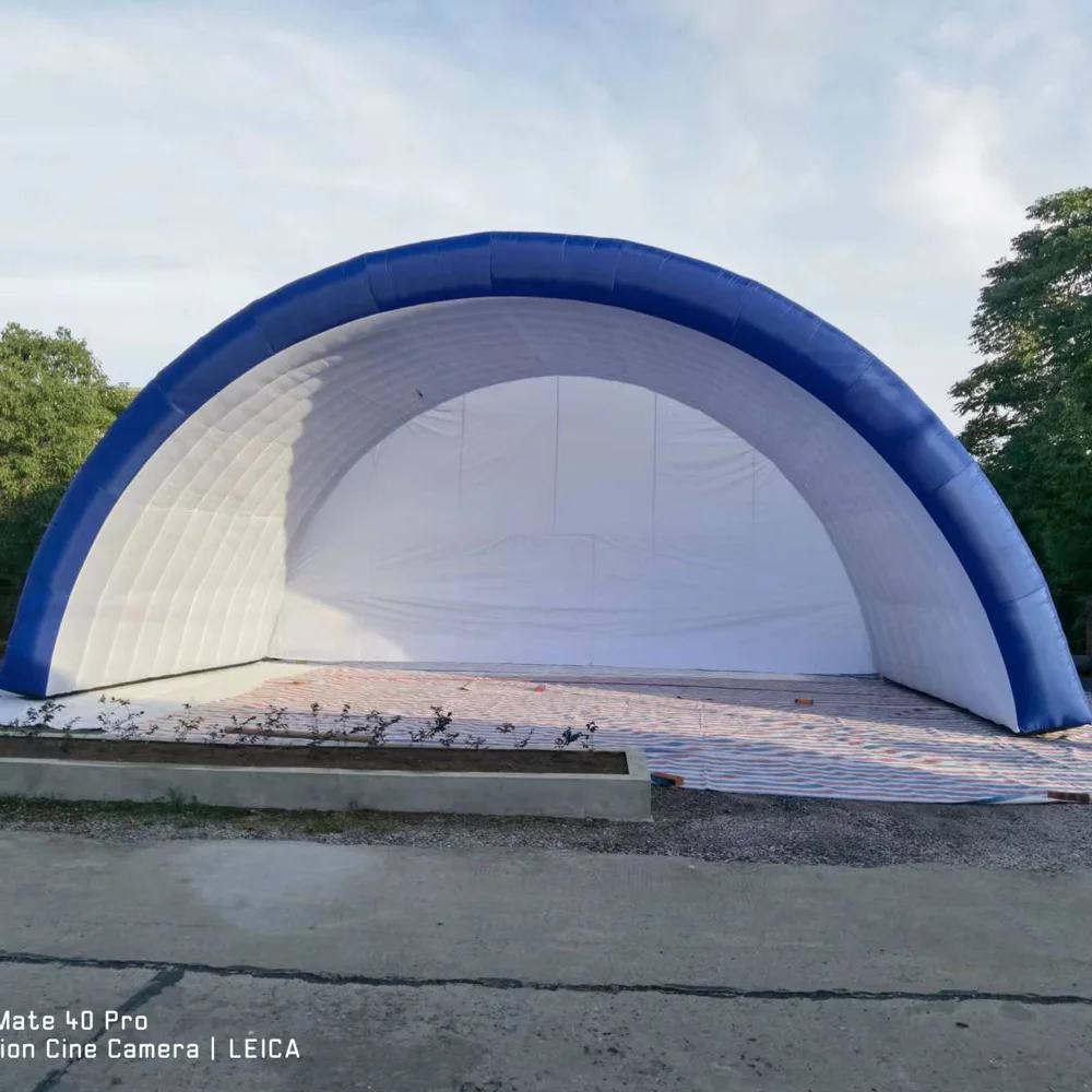 Air Ship Giant Inflatable Stage Tent Advertising Stage Cover Roof Shell Dome Event Arch Tent For Outdoor Music Festival Concert 2