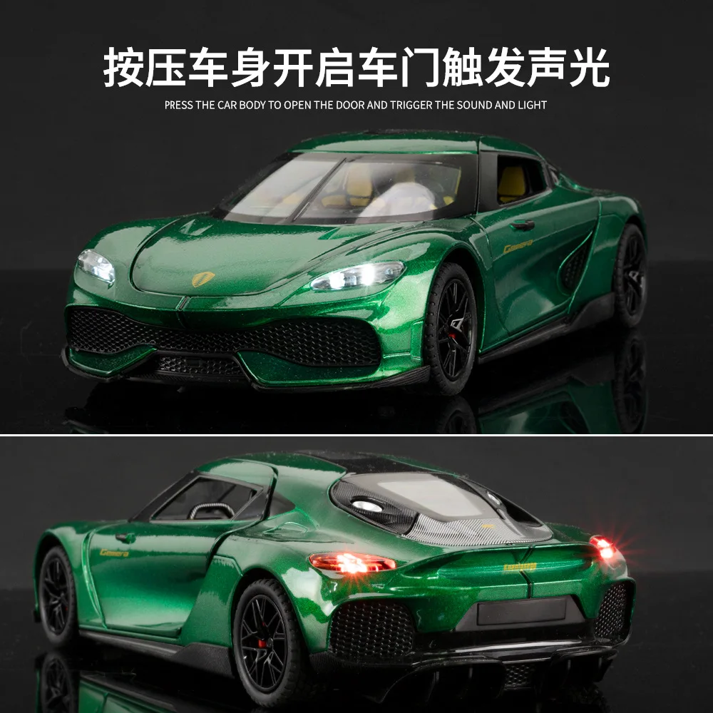 1:24 Gemera GT 스포츠카 합금 다이캐스트 모델 취미 모델 장식품 수집 친구를 위한 선물 장난감 뒤로 당겨 새로운 스타일 스포츠카