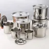 New 201 Stainless Steel Seasoning Tank with Lid Flavor Cup 10/12/14/16cm Seasoning Pot Kitchen Tableware Household Storage Box 1