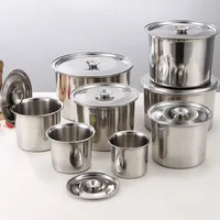 New 201 Stainless Steel Seasoning Tank with Lid Flavor Cup 10/12/14/16cm Seasoning Pot Kitchen Tableware Household Storage Box 1
