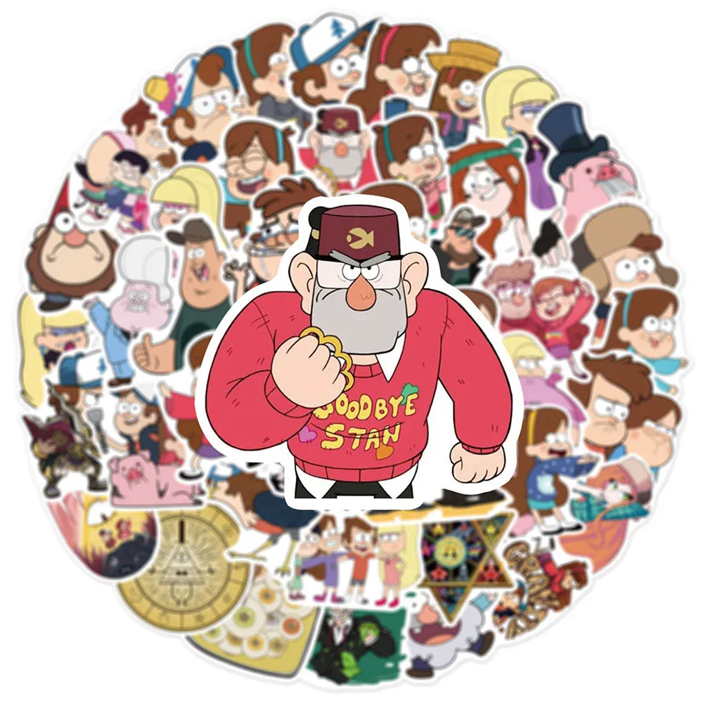 10/30/50pcs Cute Anime Disney Gravity Falls Cartoon Stickers Decals Laptop Skateboard Notebook Decoration Sticker for Kids Toy