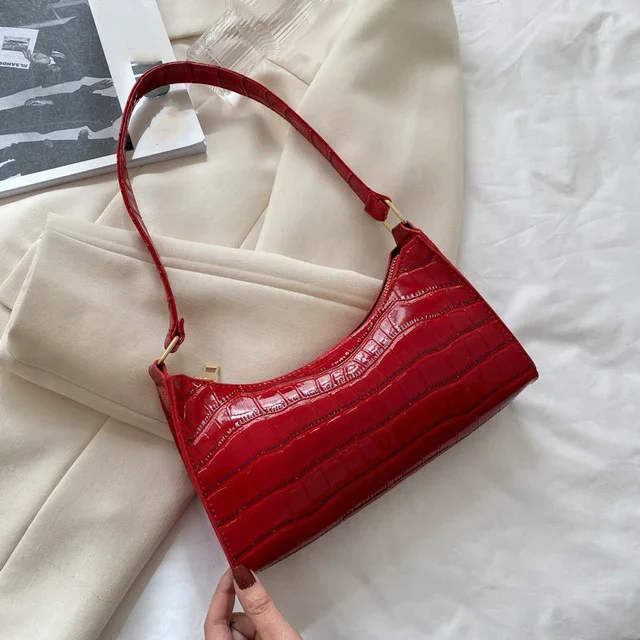 Alligator Pattern PU Leather Handbag - Womens Small Armpit Messenger Bag