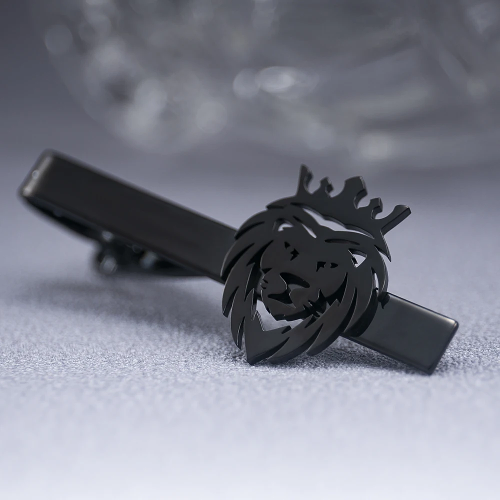 Stainless Steel Crown Lion Tie Clips For Men