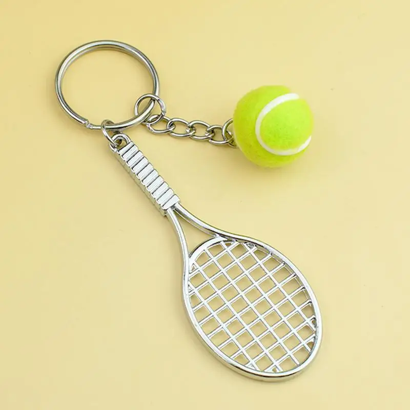  Tennis Racket Keychain Cute Sport Mini Keychain Pendant Car Keyring Sport Souvenir Volleyball Football