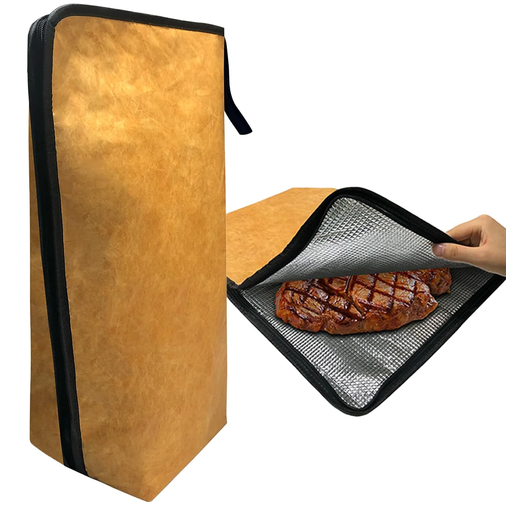 1pc BBQ Resting Bag Triple Layer Insulated Meat Resting Bag with Wide Zipper Opening Portable Reusable for Camping BBQ