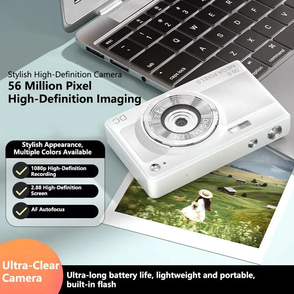 C15 56MP HD 1080P 어린이 및 학생용 디지털 카메라, 16배 디지털 줌, 손떨림 방지, 자동 초점 CCD 카메라 휴대용 여행 사진 촬영기