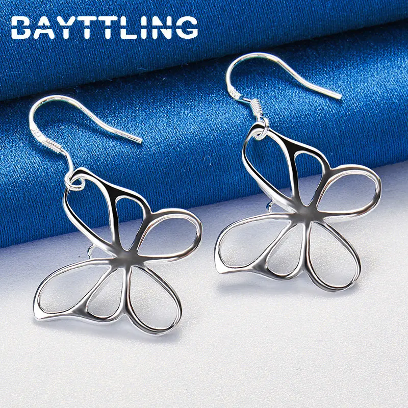 

BAYTTLING High Quality 925 Sterling Silver 32MM Fine Butterfly Drop Earrings For Women Fashion Wedding Wife Gift Jewelry Earring