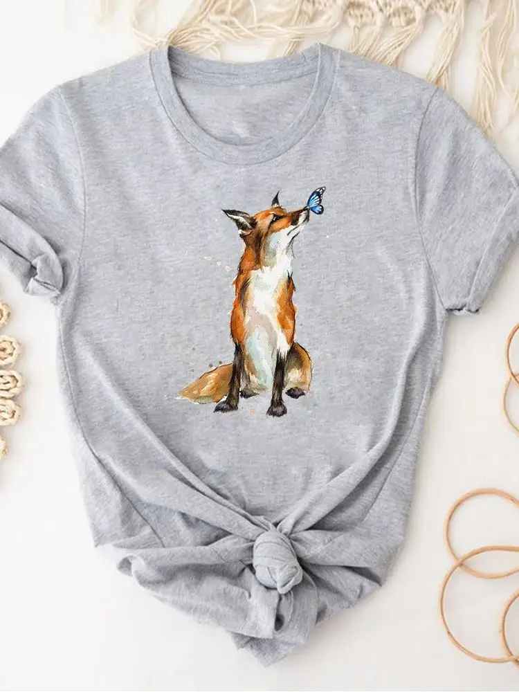 thumbnail image 1 of Camiseta con estampado de dibujos animados de dinosaurios y amor, ropa de verano de manga corta para mujer, camiseta básica gris, camiseta gráfica de moda, 1 of 5