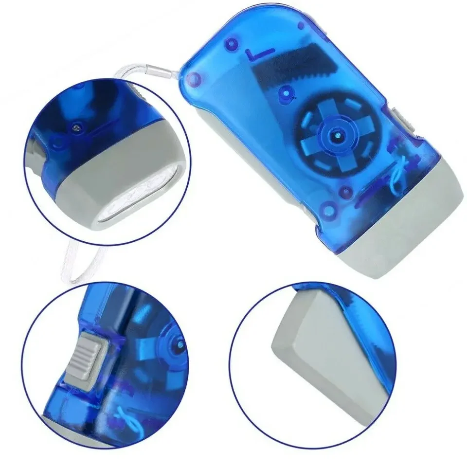 Lampe torche LED portable à énergie solaire avec manivelle dynamo pour