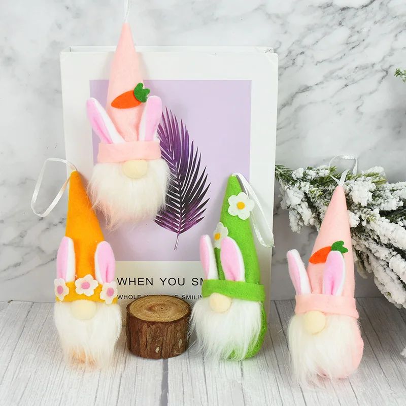 

Easter Faceless Gnome Plush Rabbit Ear Doll Pendant Home Decoration Spring Easter Party Hanging Bunny Ornaments Kids Gifts 3Pcs