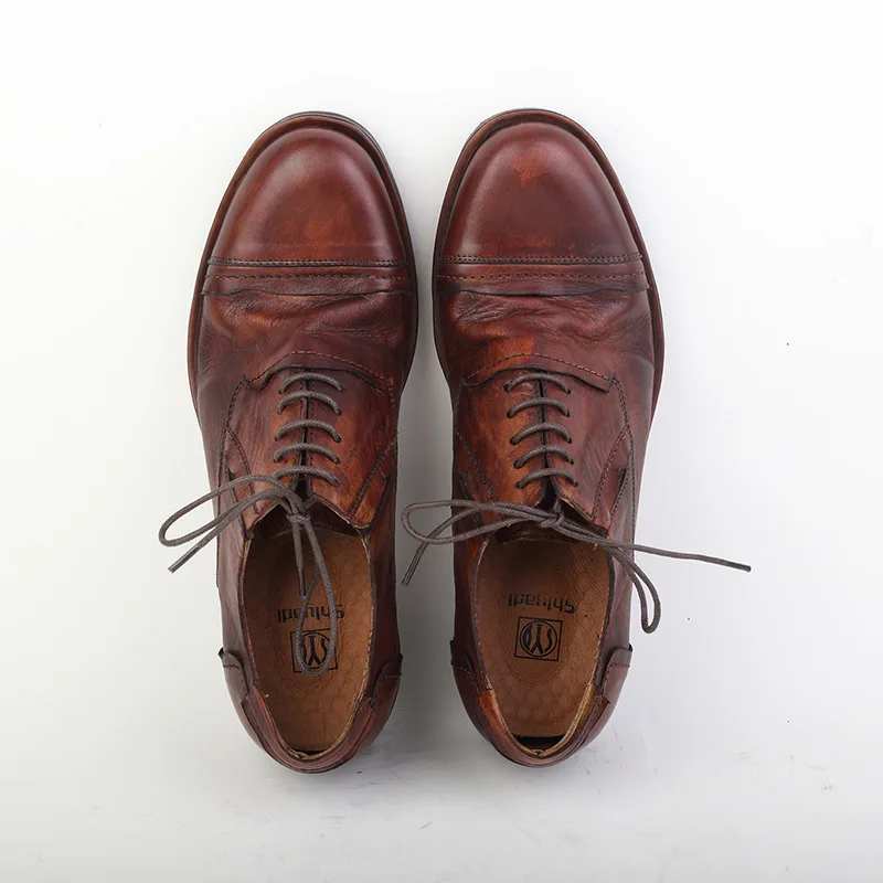 

Men's Vintage Wedding Shoes Luxury Genuine Cow Leather Handmade Comfortable Soft Leather Autumn New Business Dress Shoes Male